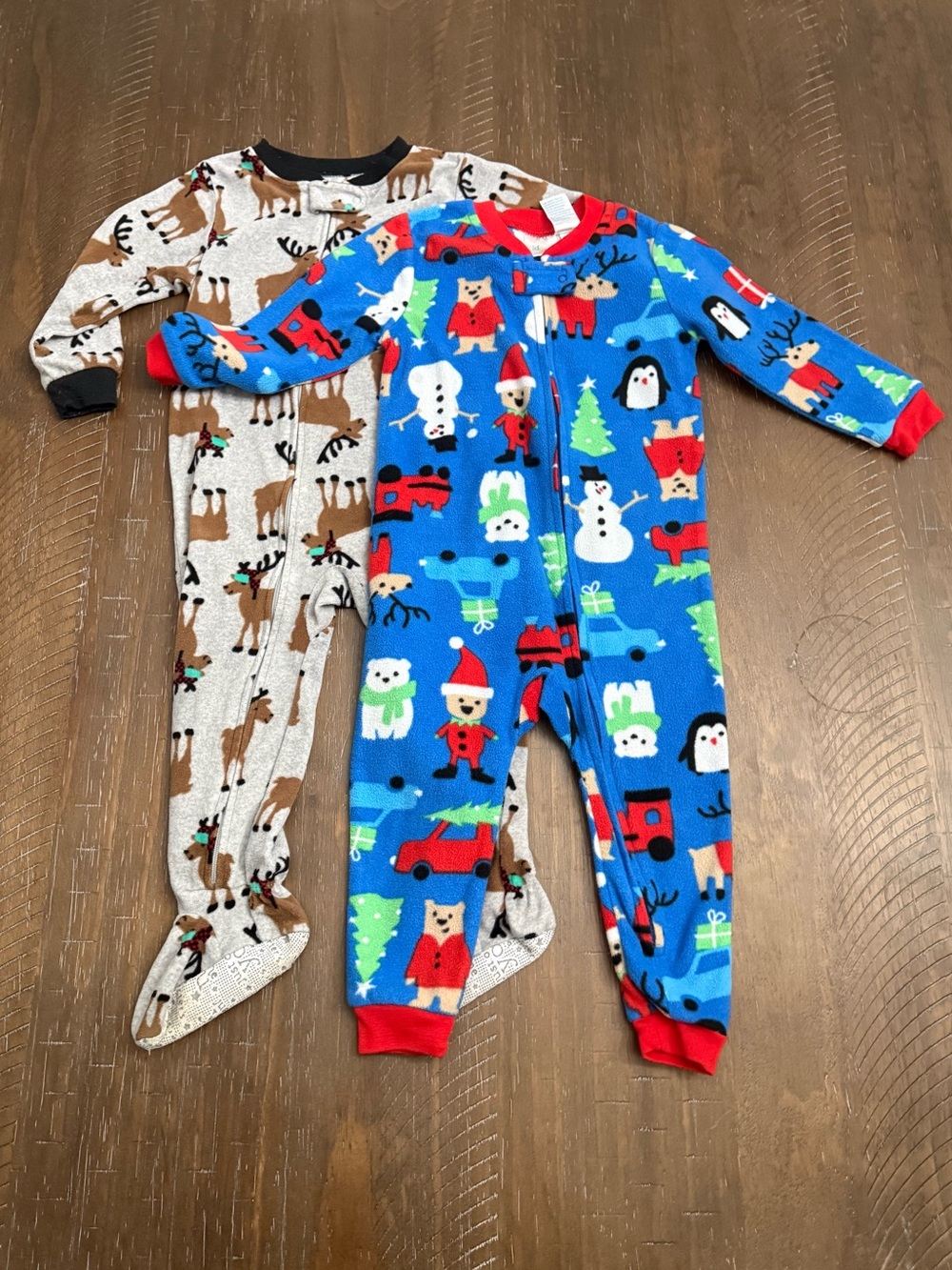 Toddler Holiday Fleece One-Piece Pajamas Set of 2 - size 2T